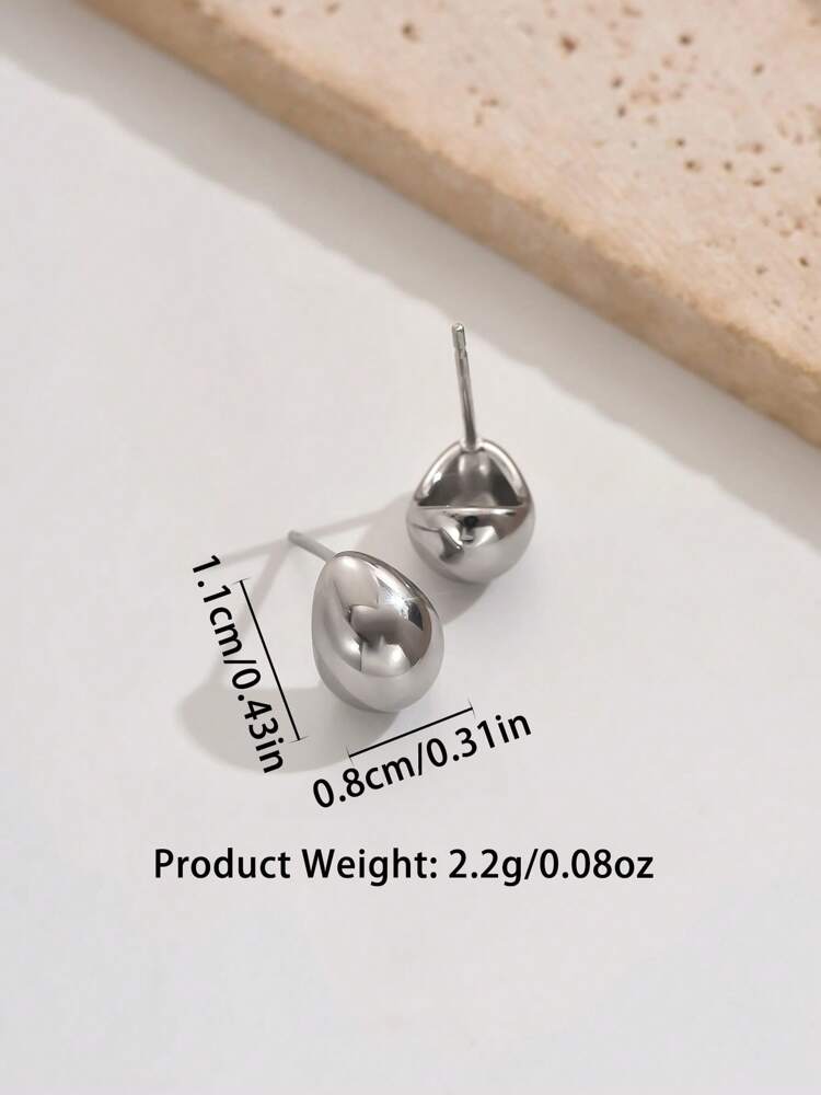1 Pair Hollow Shiny Waterdrop Stainless Steel Stud Earrings for Women – Minimalist and Versatile Design, Perfect for Commuting, Daily Wear, Work Outfits, and Classic Popular Jewelry Style