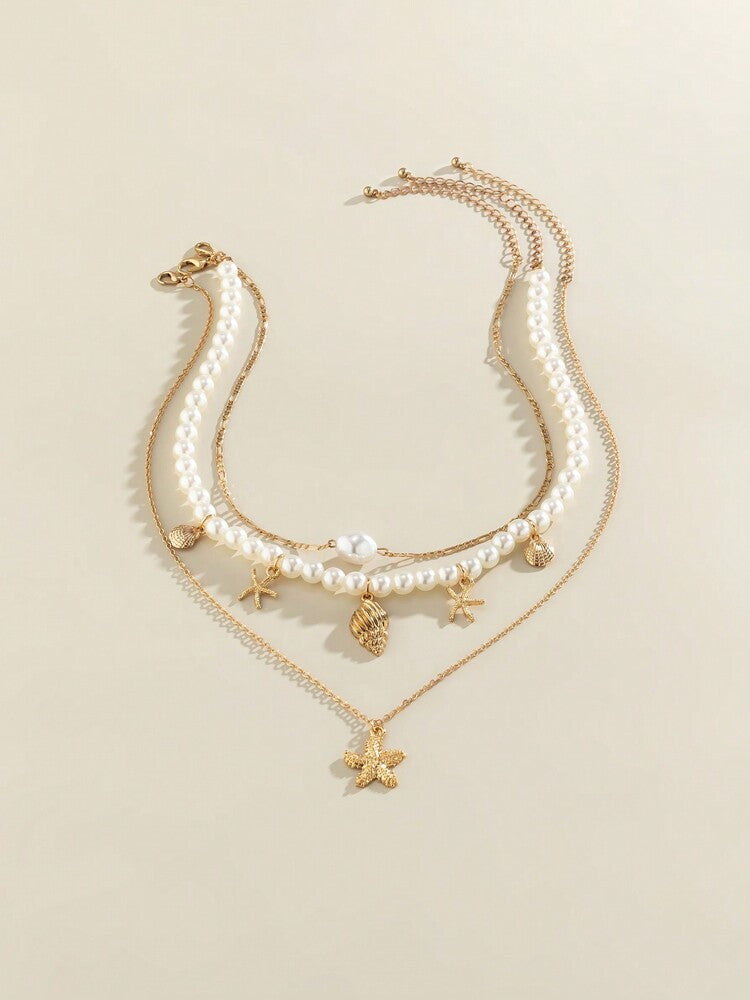Bohemian Tassel Necklace Set, Vintage Metal Pendant with Faux Pearl Beads, Beachwear Jewelry – Ideal for gifting, travel accessories, romantic occasions, casual style, or everyday use with elegant minimalist charm.