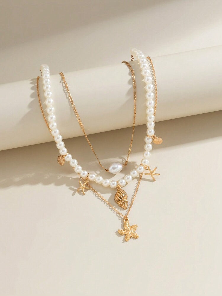 Bohemian Tassel Necklace Set, Vintage Metal Pendant with Faux Pearl Beads, Beachwear Jewelry – Ideal for gifting, travel accessories, romantic occasions, casual style, or everyday use with elegant minimalist charm.