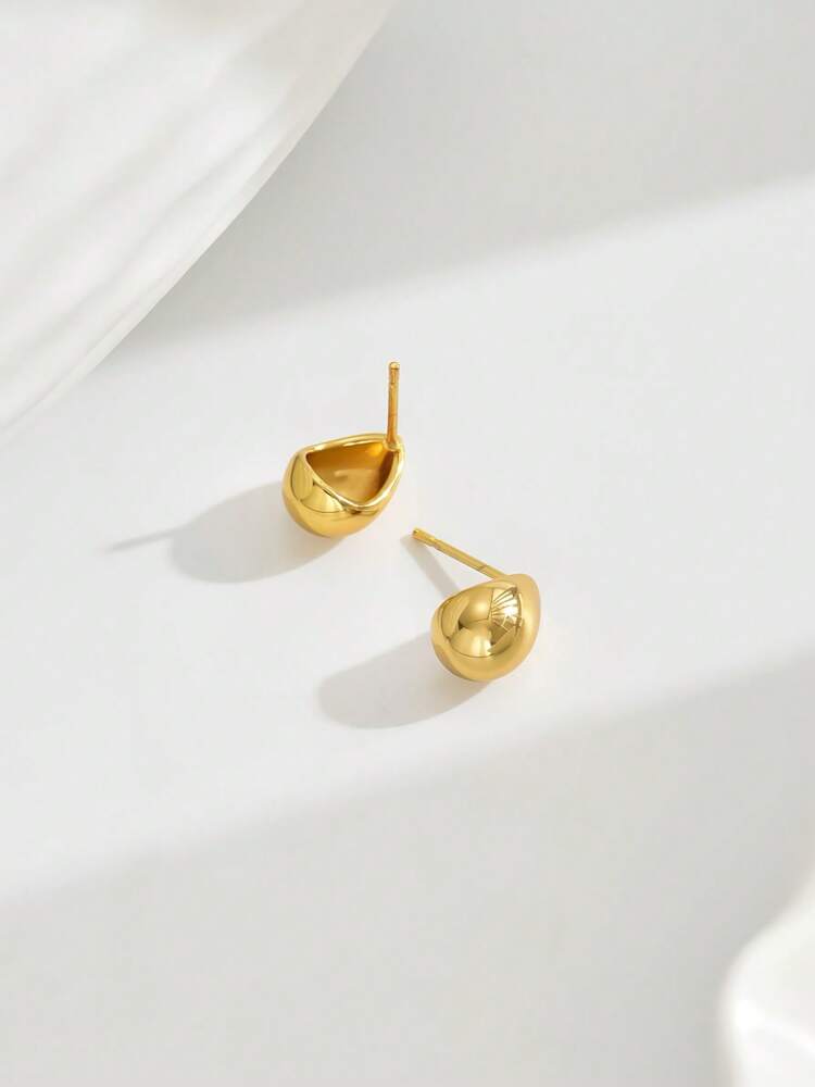 1 Pair Hollow Shiny Waterdrop Stainless Steel Stud Earrings for Women – Minimalist and Versatile Design, Perfect for Commuting, Daily Wear, Work Outfits, and Classic Popular Jewelry Style