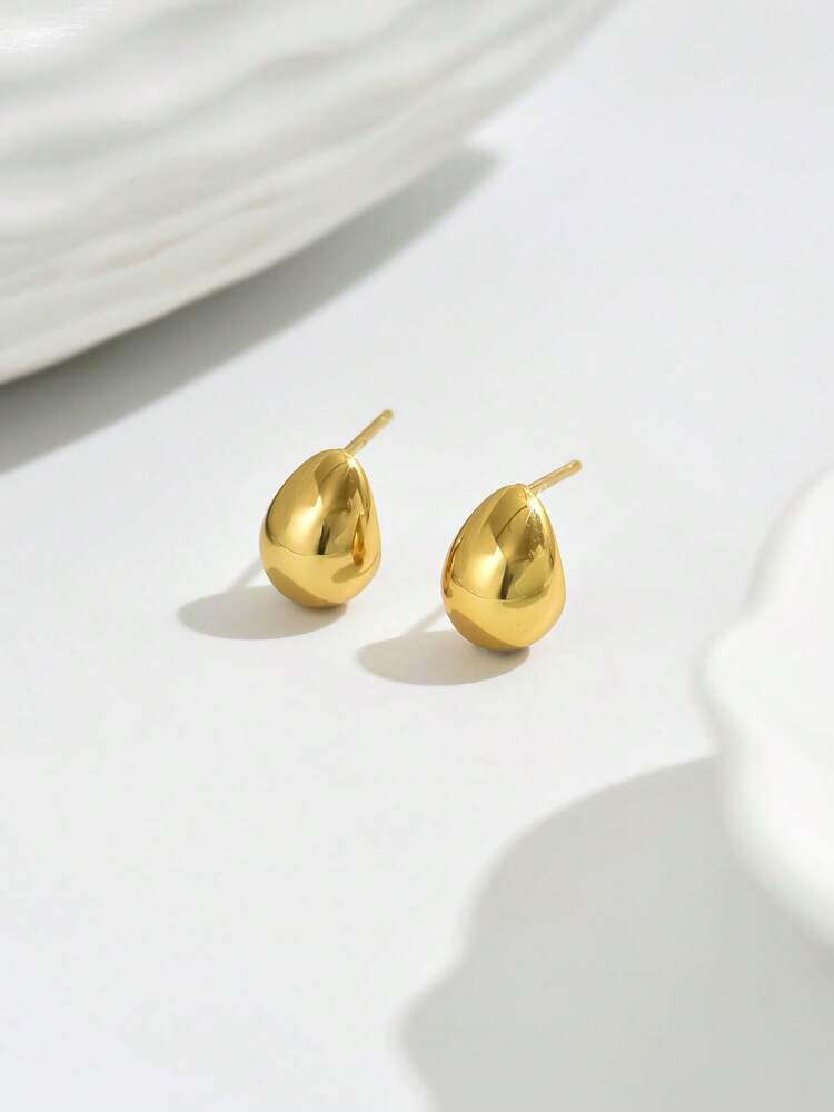 1 Pair Hollow Shiny Waterdrop Stainless Steel Stud Earrings for Women – Minimalist and Versatile Design, Perfect for Commuting, Daily Wear, Work Outfits, and Classic Popular Jewelry Style