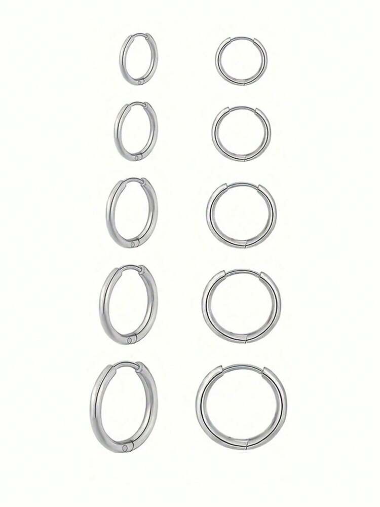 5 Pairs 14K Gold Plated Huggie Hoop Earrings for Women – Lightweight Stainless Steel, Hypoallergenic Small Thin Hinged Hoops Perfect for Lobe, Cartilage, Helix, and Multiple Piercings, Everyday Stylish Jewelry