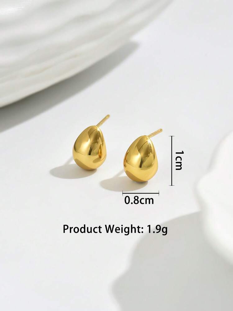 1 Pair Hollow Shiny Waterdrop Stainless Steel Stud Earrings for Women – Minimalist and Versatile Design, Perfect for Commuting, Daily Wear, Work Outfits, and Classic Popular Jewelry Style