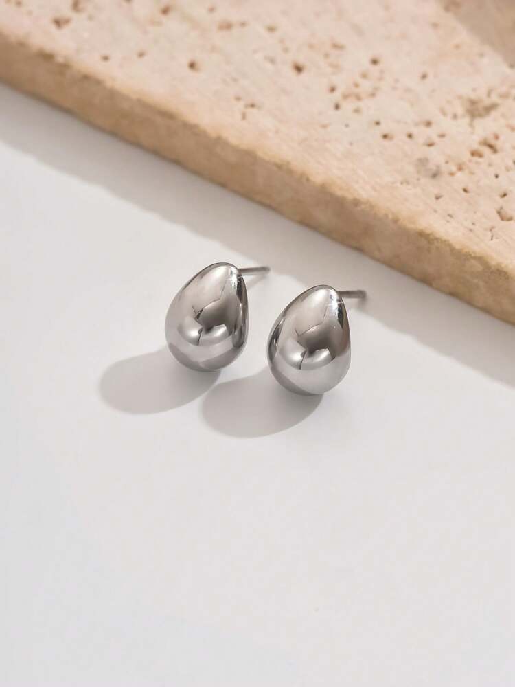 1 Pair Hollow Shiny Waterdrop Stainless Steel Stud Earrings for Women – Minimalist and Versatile Design, Perfect for Commuting, Daily Wear, Work Outfits, and Classic Popular Jewelry Style