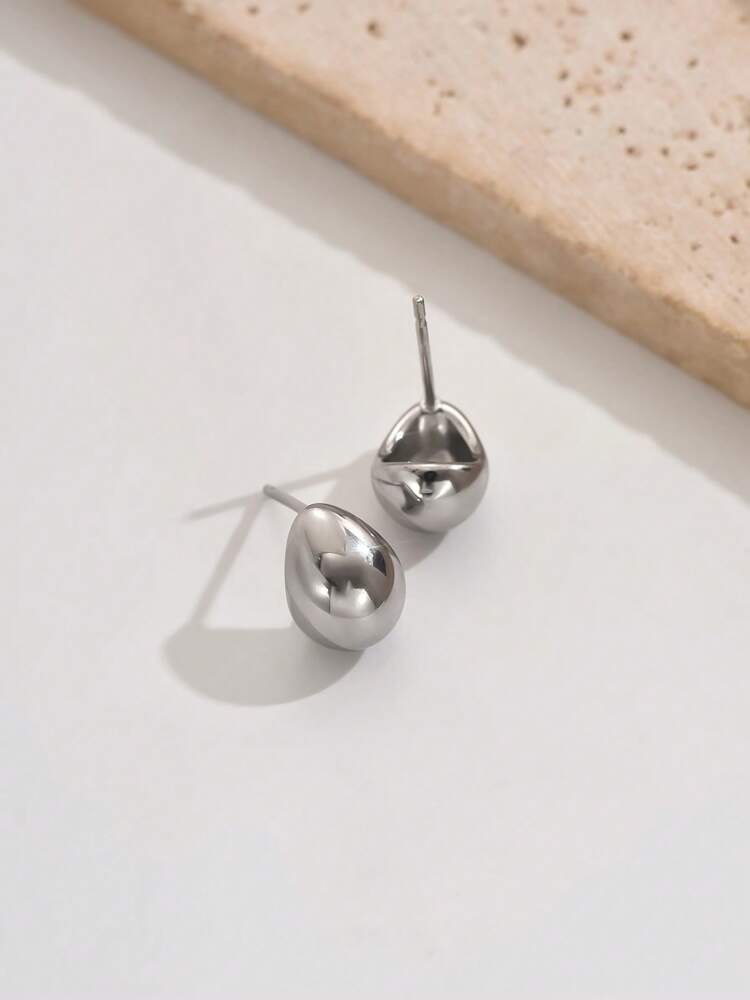 1 Pair Hollow Shiny Waterdrop Stainless Steel Stud Earrings for Women – Minimalist and Versatile Design, Perfect for Commuting, Daily Wear, Work Outfits, and Classic Popular Jewelry Style