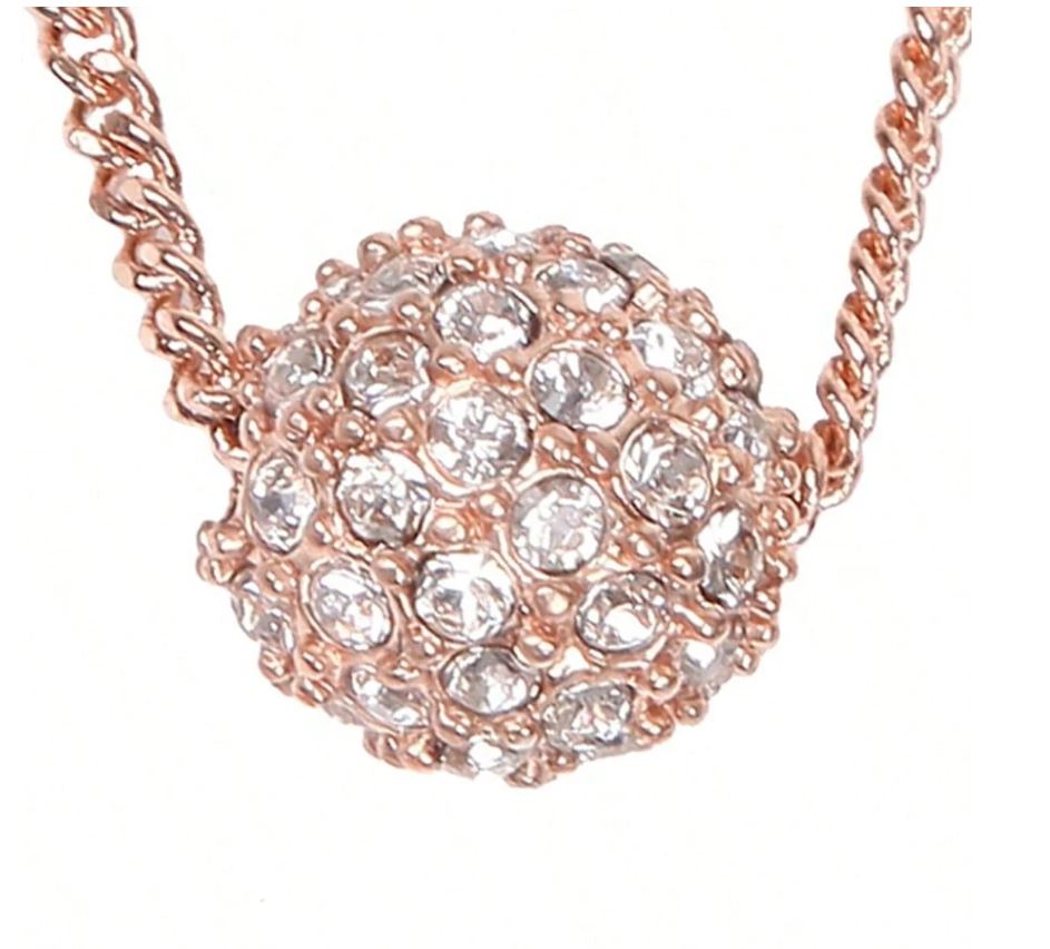Sphere Rhinestone Pendant Necklace – Elegant Sparkling Jewelry for Women, Dainty Statement Chain for Parties, Weddings, Anniversaries, or Everyday Glamorous Wear