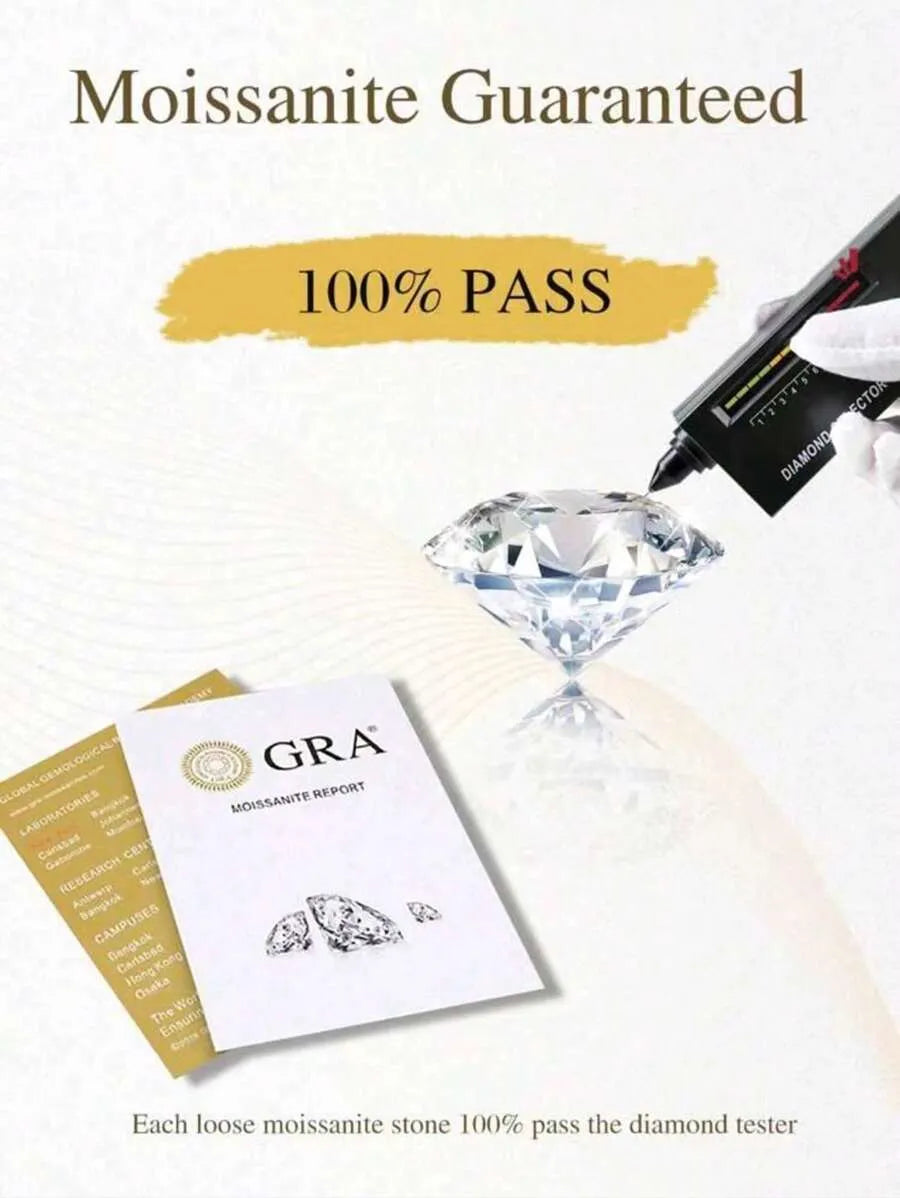 1pc Moissanite Cross Pendant Tennis Chain Necklace, Hiphop Style, 925 Silver Plated 18K Gold, Fully Paved Shiny, Low Allergy, Suitable For Daily & Party Occasions, Comes With GRA Certificate