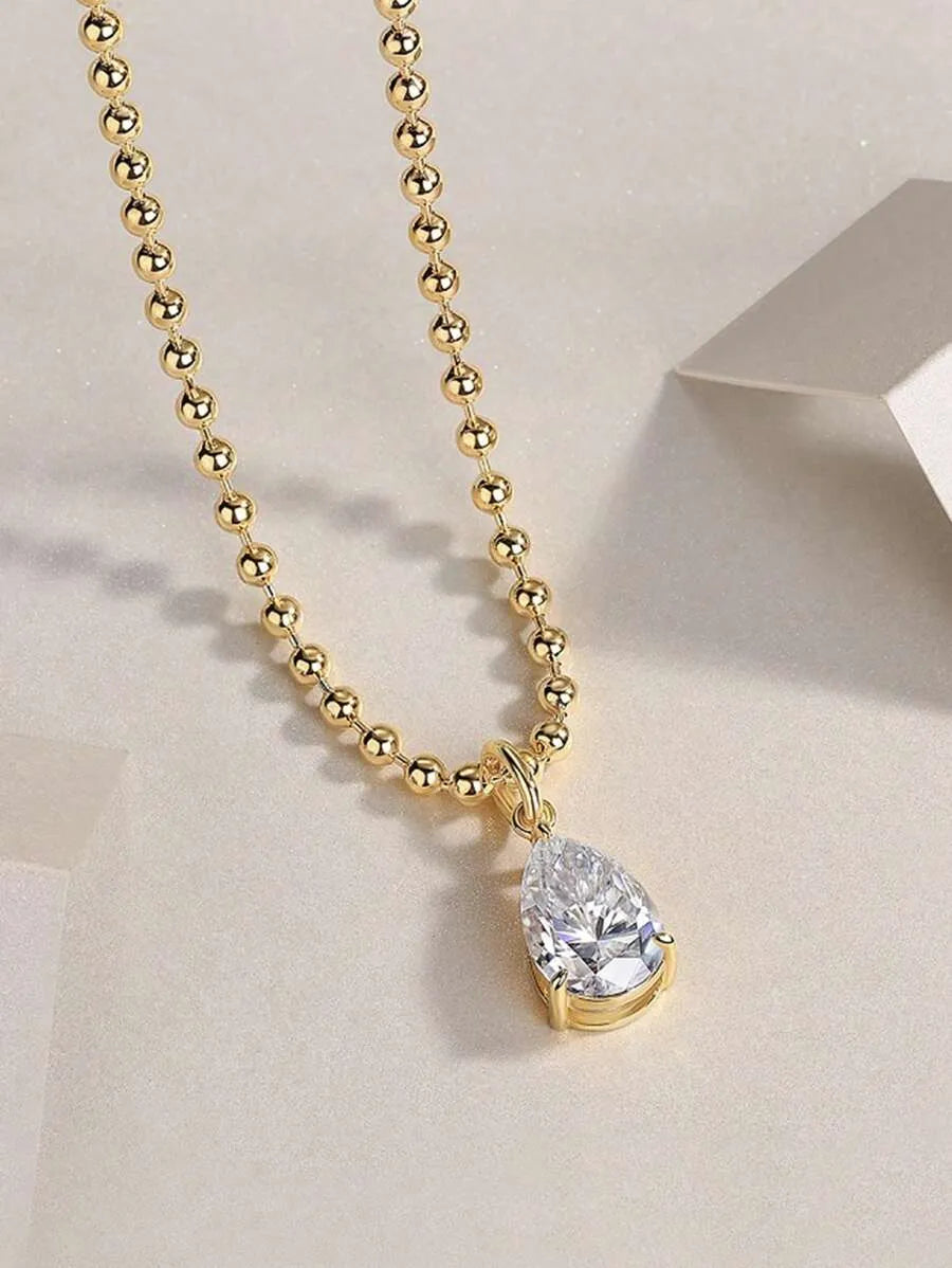 1pc Moissanite Diamond 925 Sterling Silver Pendant Necklace, Jewelry Accessory For Women, Gift For Mother's Day, Valentine's Day, Engagement, Wedding, Anniversary, Birthday